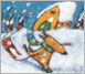 《茉莉村的冬天》雪中嬉戲　34.5×56.5cm　壓克力、Fabriano 紙