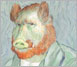 梵谷豬畫像　24×19cm　水彩、不透明水彩、石墨