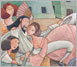 《唐璜》唐璜和很多女人調情　33×33cm　蠟筆、墨水、刮擦