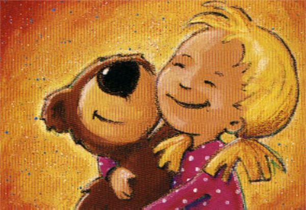 小女孩抱著泰迪熊