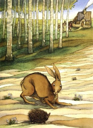 刺蝟和野兔賽跑