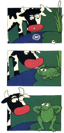青蛙爆炸了 ; 母牛和青蛙相遇 ; 青蛙想要和母牛一樣大
