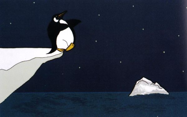 夜晚的北極裡，企鵝在夢遊