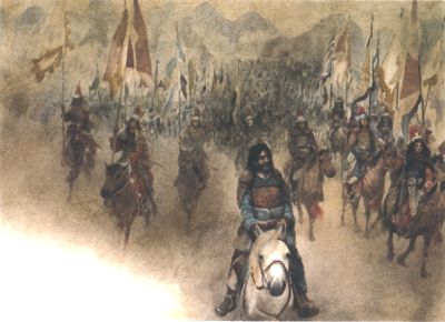 古代一群騎馬的軍人
