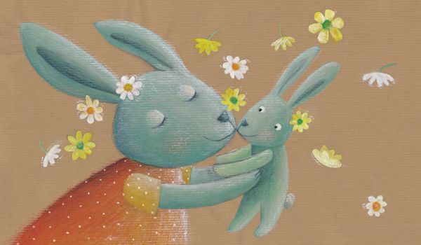 《繽紛》兔子媽媽親吻小兔子