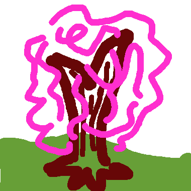 one pink tree