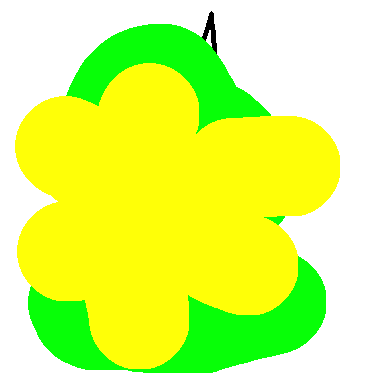 作品：黃色的花 和綠色的葉子