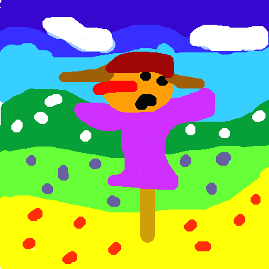 作品：站在果園裡的稻草人