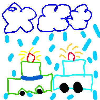 作品：下雨的小汽車