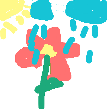 作品：太陽雨裡的一朵花。