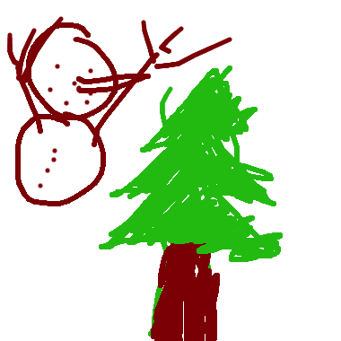 作品：聖誕樹和雪人。