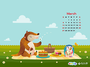 2016年3月月曆桌布示意圖