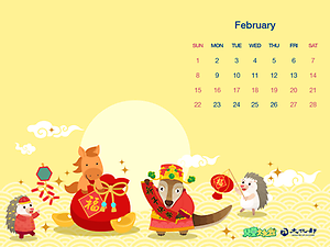 2026年2月月曆桌布示意圖